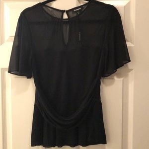 Express Peplum Mesh Sweetheart Neckline Top